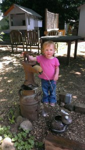 showing off water feature